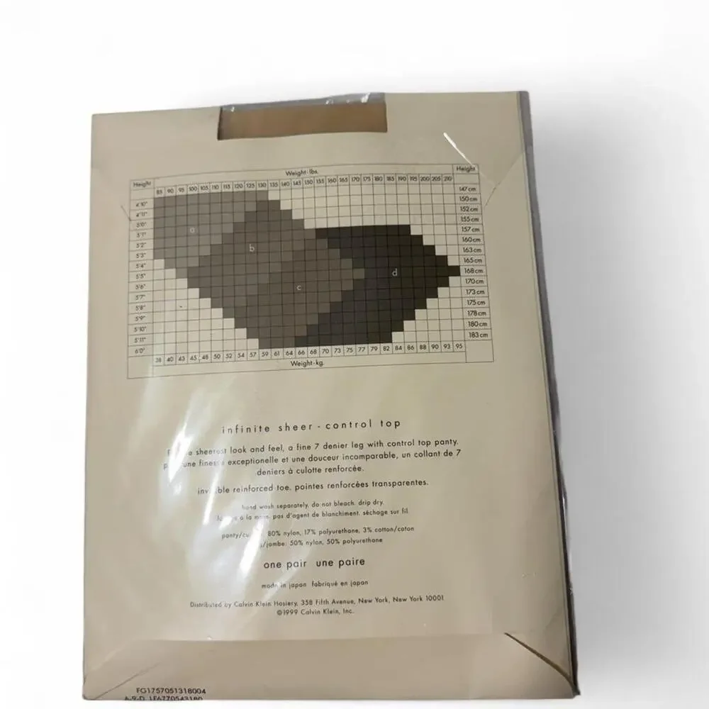 Vintage 1999 Calvin Klein infinite sheer size d panty hose tights size large NWT